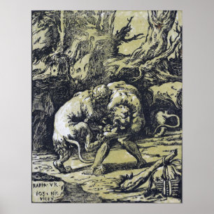 Raphael - Herkules erwürgt den Nemeischen Löwen Poster