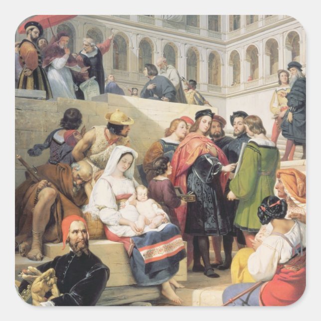 Raphael in the Vatican, 1832 (Öl/Canvas) Quadratischer Aufkleber (Vorderseite)