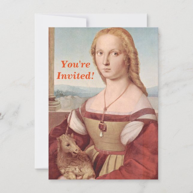 Raphael Lady and Unicorn Classic Einladung (Vorderseite)