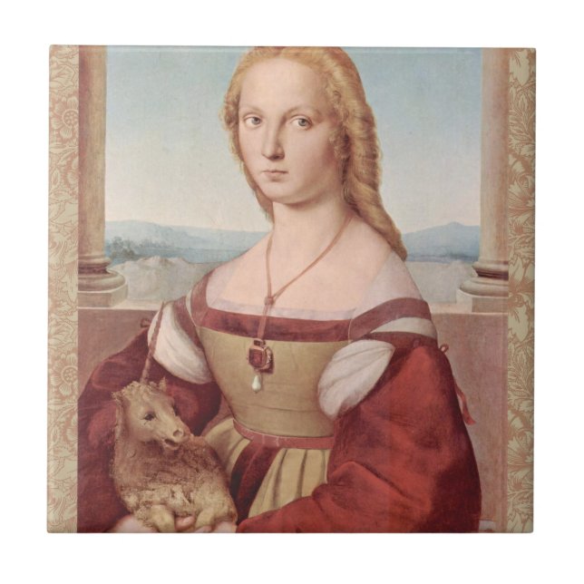 Raphael Lady and Unicorn Classic Fliese (Vorderseite)