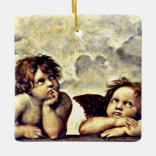 Raphael: Putti, Detail aus der Sixtinischen Madonn Keramikornament