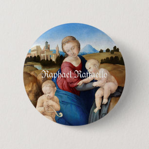 Raphael Raffaello Madonna und Kind Säugling Saint Button