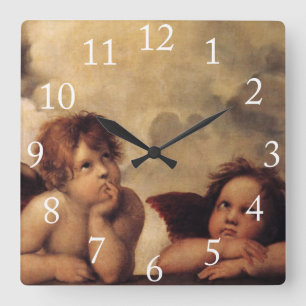 Raphael, Sixine Cherub Quadratische Wanduhr