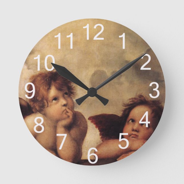 Raphael, Sixine Cherub Runde Wanduhr (Vorderseite)