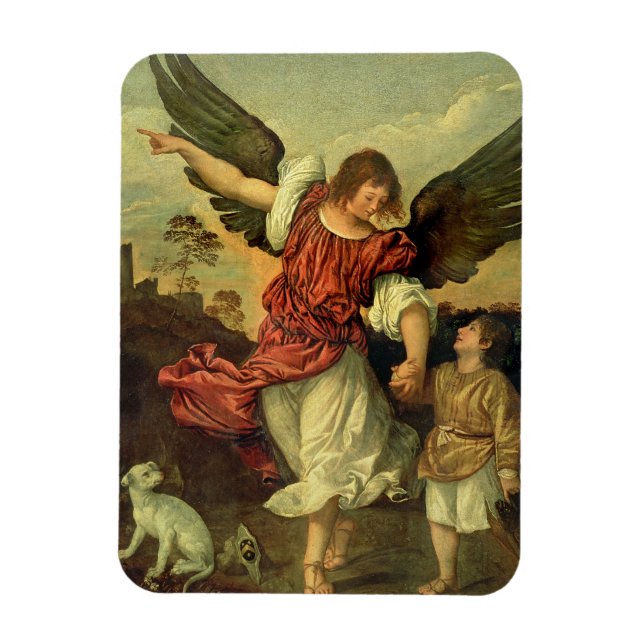 Raphael und Tobias, 1507-8 (Öl auf Tafel) Magnet (Vertikal)