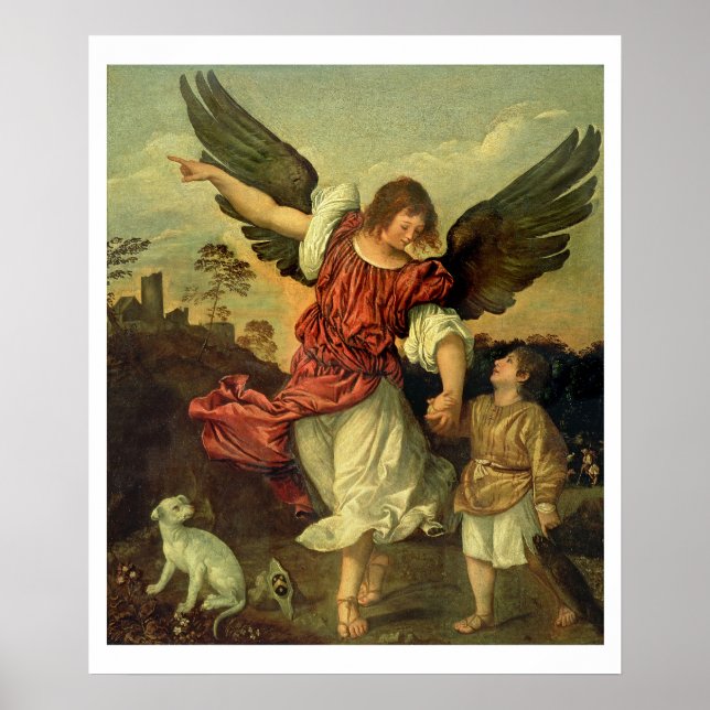 Raphael und Tobias, 1507-8 (Öl auf Tafel) Poster (Vorne)