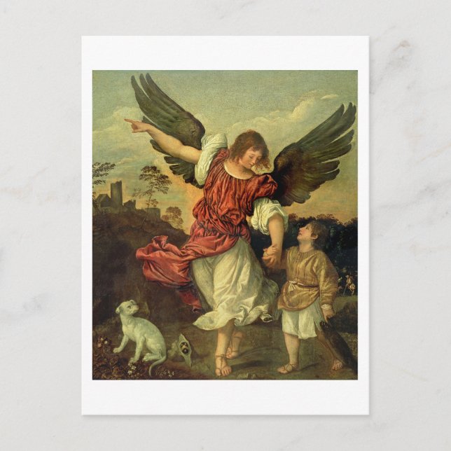 Raphael und Tobias, 1507-8 (Öl auf Tafel) Postkarte (Vorderseite)