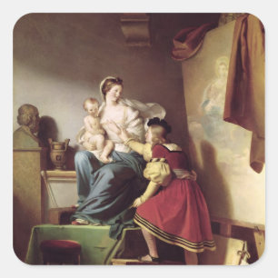 RAPHAEL, welches die Pose seines Modells seins Quadratischer Aufkleber