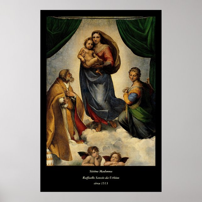 Raphael's Classic "Sistine Madonna" (ca. 1513) Poster (Vorne)