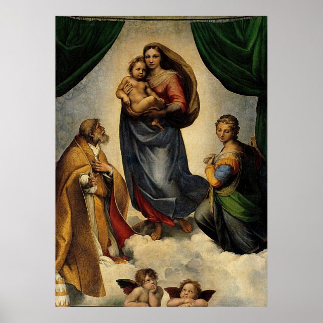 Raphael's Classic "Sistine Madonna" (ca. 1513) Poster (Vorne)