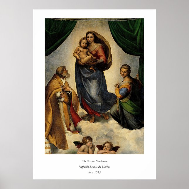 Raphael's Classic "Sistine Madonna" (ca. 1513) Poster (Vorne)