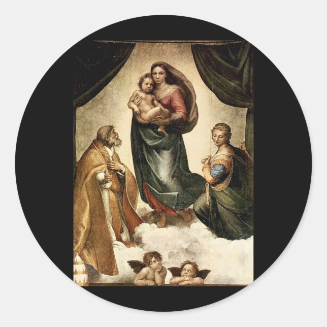 Raphael's Classic "Sistine Madonna" (ca. 1513) Runder Aufkleber (Vorderseite)