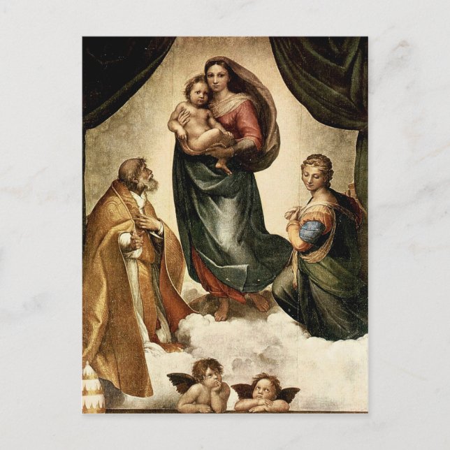 Raphaels Klassiker "Sistina-Madonna" (ca. 1513) Postkarte (Vorderseite)