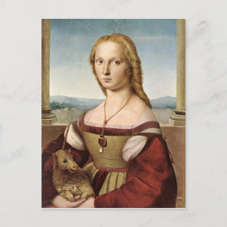 Raphael's Lady mit einer Unicorn-Postkarte Postkarte