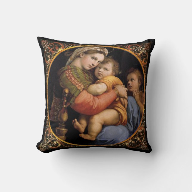 Raphael's Madonna Throw Kissen (Vorderseite)