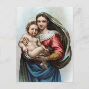 Raphäels Madonna Vintage Poster Restauriert Postkarte
