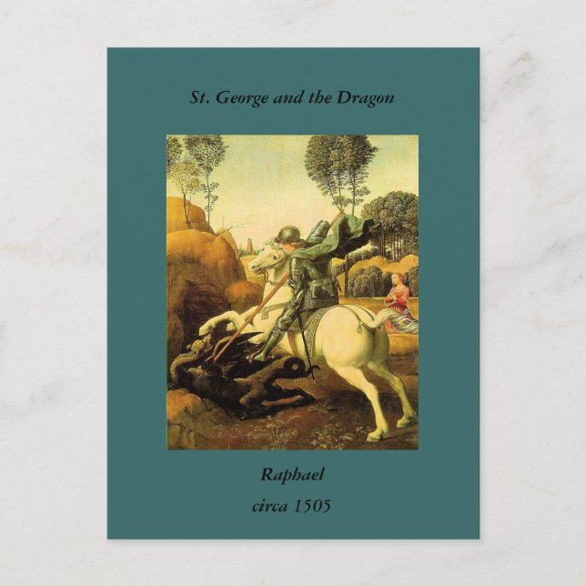 Raphaels "St. Georg und der Drache" (ca. 1505) Postkarte (Vorderseite)