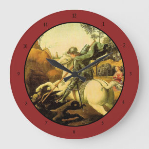 Raphaels "St. Georg und der Drache" (um 1505) Große Wanduhr