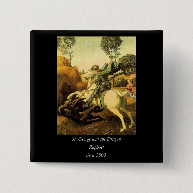 Raphael's "St. George and the Dragon" (ca. 1505) Button (Vorderseite)