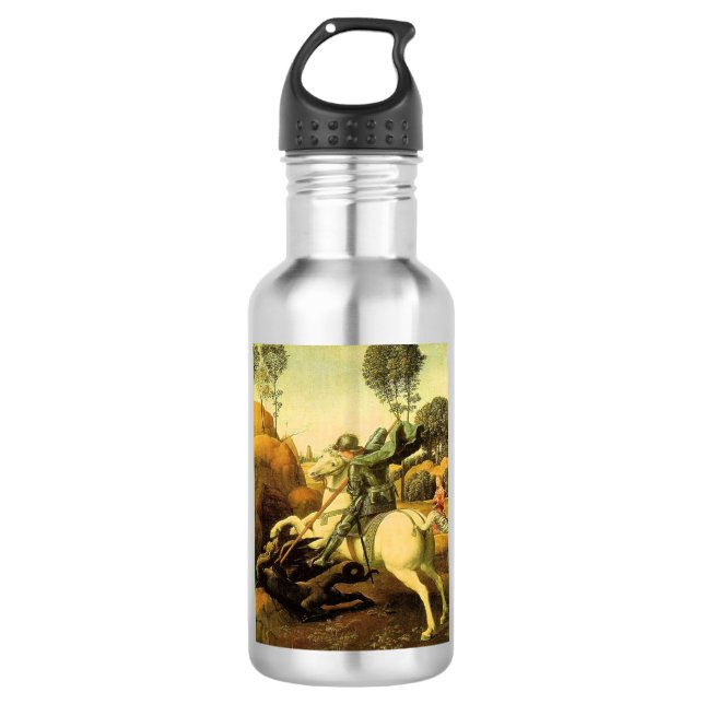Raphael's "St. George and the Dragon" (ca. 1505) Edelstahlflasche (Vorderseite)