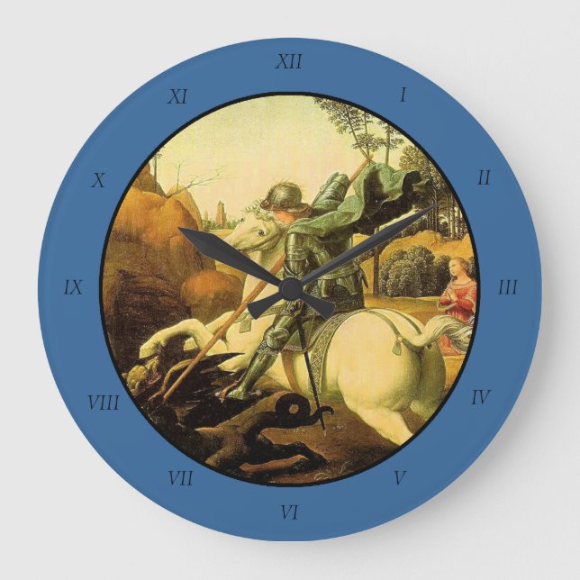 Raphael's "St. George and the Dragon" (ca. 1505) Große Wanduhr (Vorderseite)