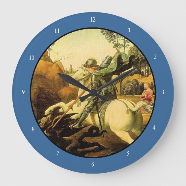 Raphael's "St. George and the Dragon" (ca. 1505) Große Wanduhr (Vorderseite)