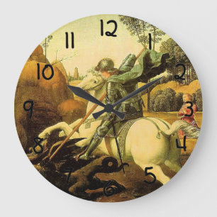 Raphael's "St. George and the Dragon" (ca. 1505) Große Wanduhr