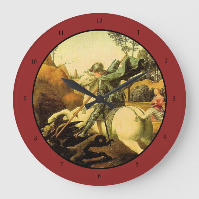 Raphael's "St. George and the Dragon" (ca. 1505) Große Wanduhr (Vorderseite)
