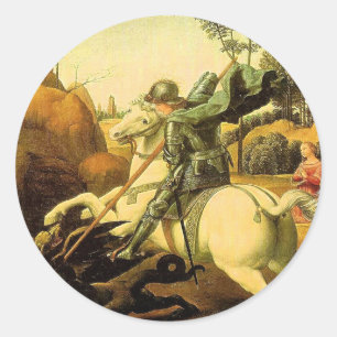 Raphael's "St. George and the Dragon" (ca. 1505) Runder Aufkleber