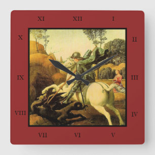 Raphael's "St. George and the Dragon" (circa 1505) Quadratische Wanduhr