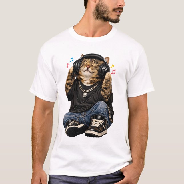 Rapper Cat Music T-Shirt (Vorderseite)