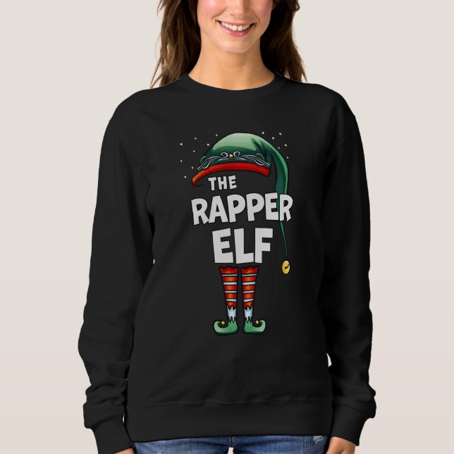 Rapper Elf Matching Family Group Weihnachten Par Sweatshirt (Vorderseite)