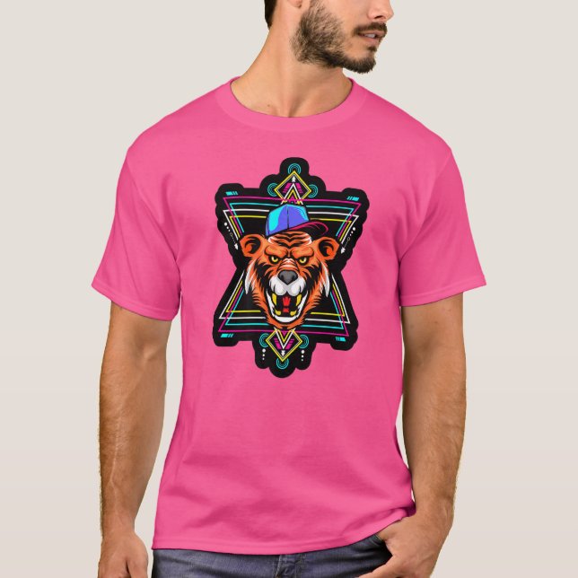 Rapper Tiger Sacred Geometry Fraktal Muster gut T-Shirt (Vorderseite)