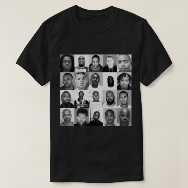 Rappers Mugshots Sticker.png T-Shirt (Design vorne)