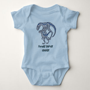 Raptor Dinosaur Baby Junge Mädchen Blau Säugling Strampler