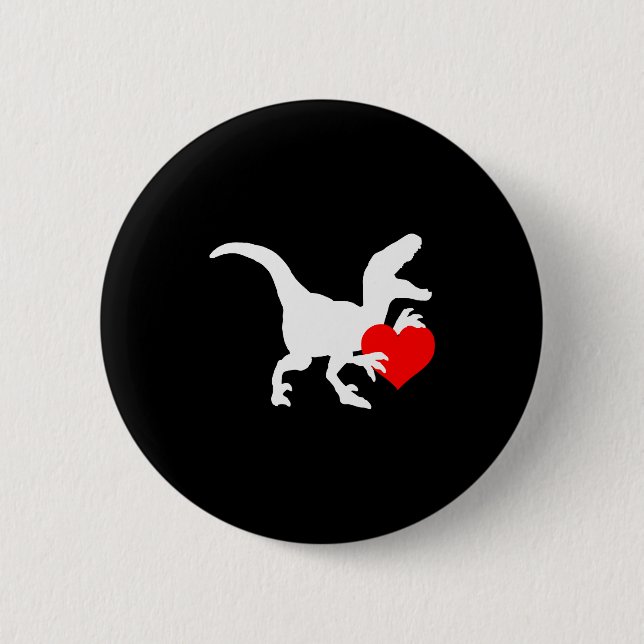 Raptor Love Valentines Day Gift Dino Raptor Heart  Button (Vorderseite)