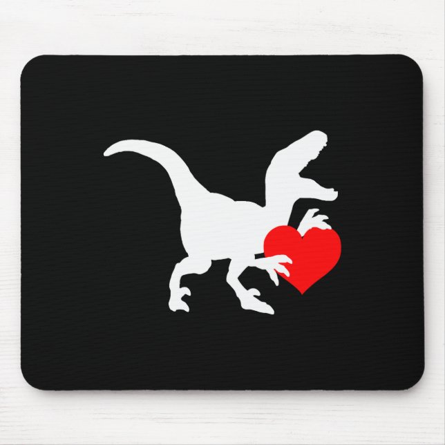 Raptor Love Valentines Day Gift Dino Raptor Heart  Mousepad (Vorne)