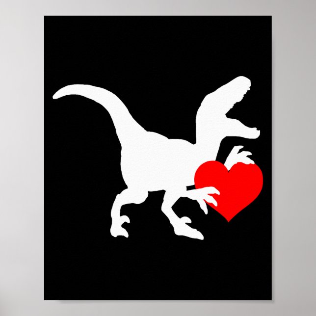 Raptor Love Valentines Day Gift Dino Raptor Heart  Poster (Vorne)
