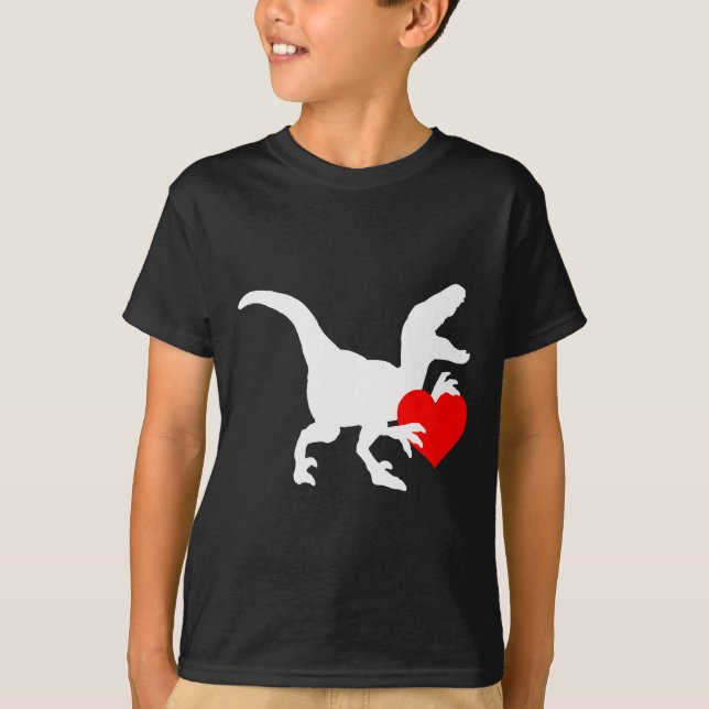 Raptor Love Valentines Day Gift Dino Raptor Heart  T-Shirt (Vorderseite)