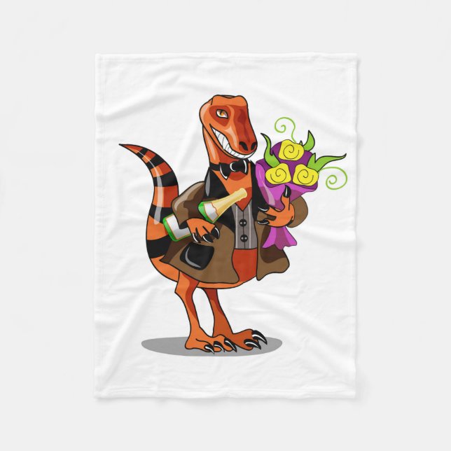 Raptor mit Flasche aus glühendem Wein und Blume Fleecedecke (Vorderseite)