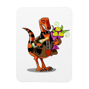 Raptor mit Flasche aus glühendem Wein und Blume Magnet