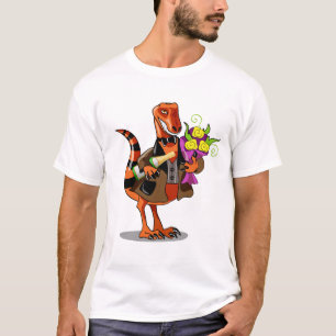 Raptor mit Flasche aus glühendem Wein und Blume T-Shirt