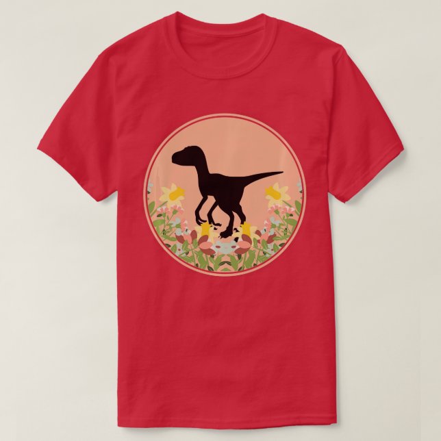 Raptor Velociraptor Dino Dinosaurier Blume T-Shirt (Design vorne)