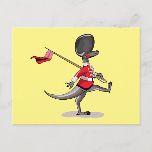 Raptor verkleidete sich als britische Garde. Postkarte (Vorderseite)