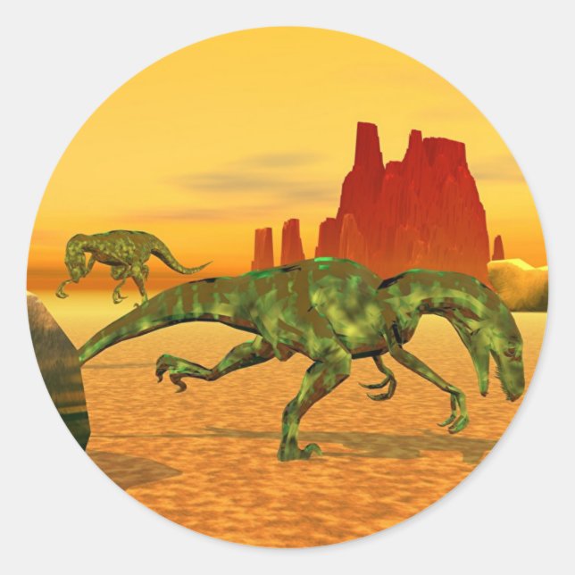 Raptoren Runder Aufkleber (Vorderseite)