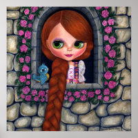 Rapunzel Big Eyes Girl Doll Niedlich Redhead Blueb