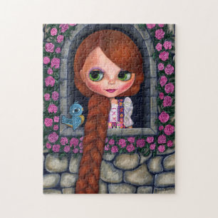 Rapunzel Big Eyes Girl Doll Niedlich Redhead Blueb Puzzle