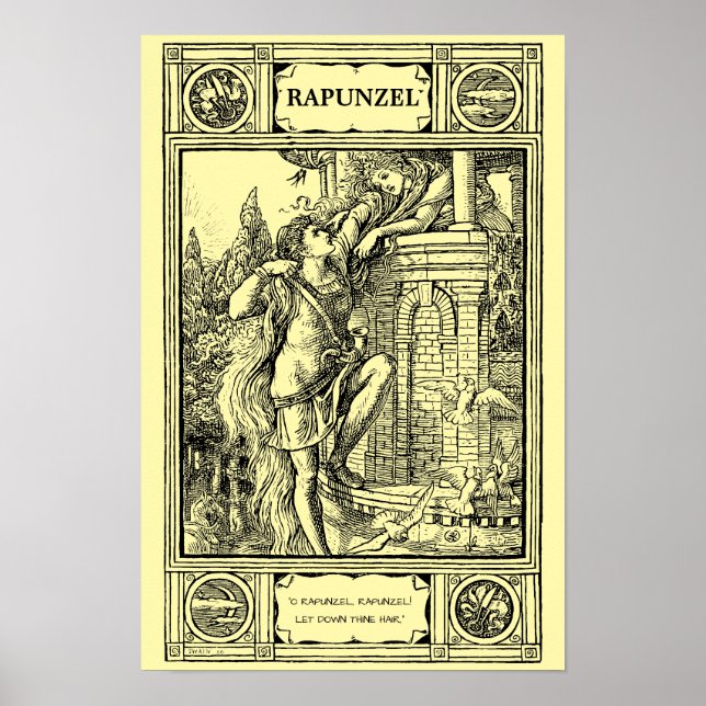 Rapunzel-Märchen-Victorian-Ära-Druck von Crane Poster (Vorne)