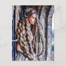Rapunzel mit ihrem langen Haar im Turm Postkarte