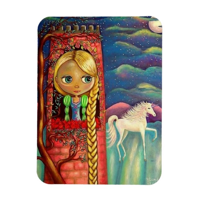 Rapunzel Puppe in Rosa Turm Einhorn Niedlich Magnet (Vertikal)